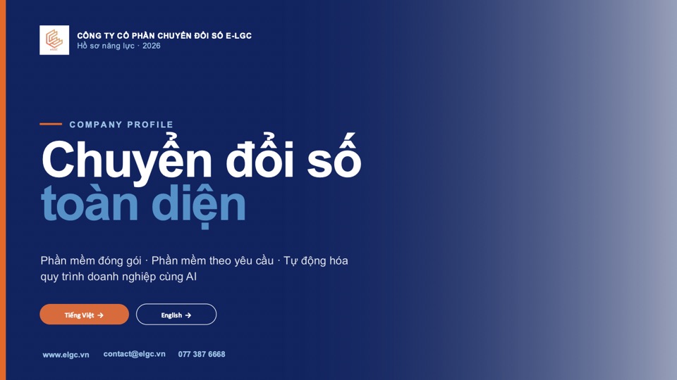 Hồ sơ năng lực E-LGC 2026 — trang bìa / E-LGC company profile 2026 — cover